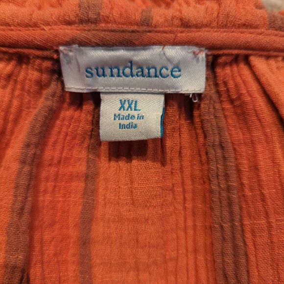 Sundance Adley Dress Orange Womens XXL Tired Double Gauze V Neck Striped Tie - Picture 6 of 7